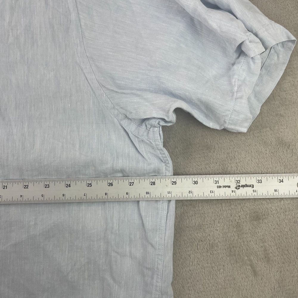 Brooks Brothers Shirt Men 4XL Light Blue 100% Linen Short Sleeve Oxford Sport - Picture 7 of 8